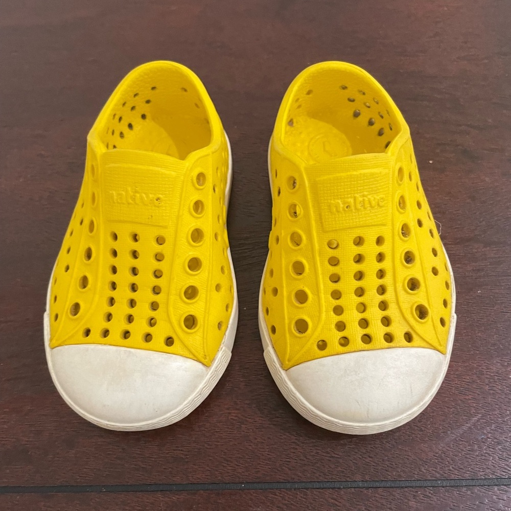 Native Shoes Kids Slip-On Sneakers in Bright Yellow and White